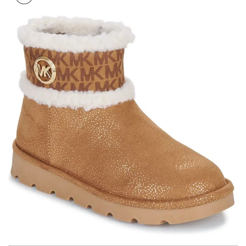 Michael Kors Kids Luxy Laurinda 2 ankle boots  brown faux suede fur lining sz 12